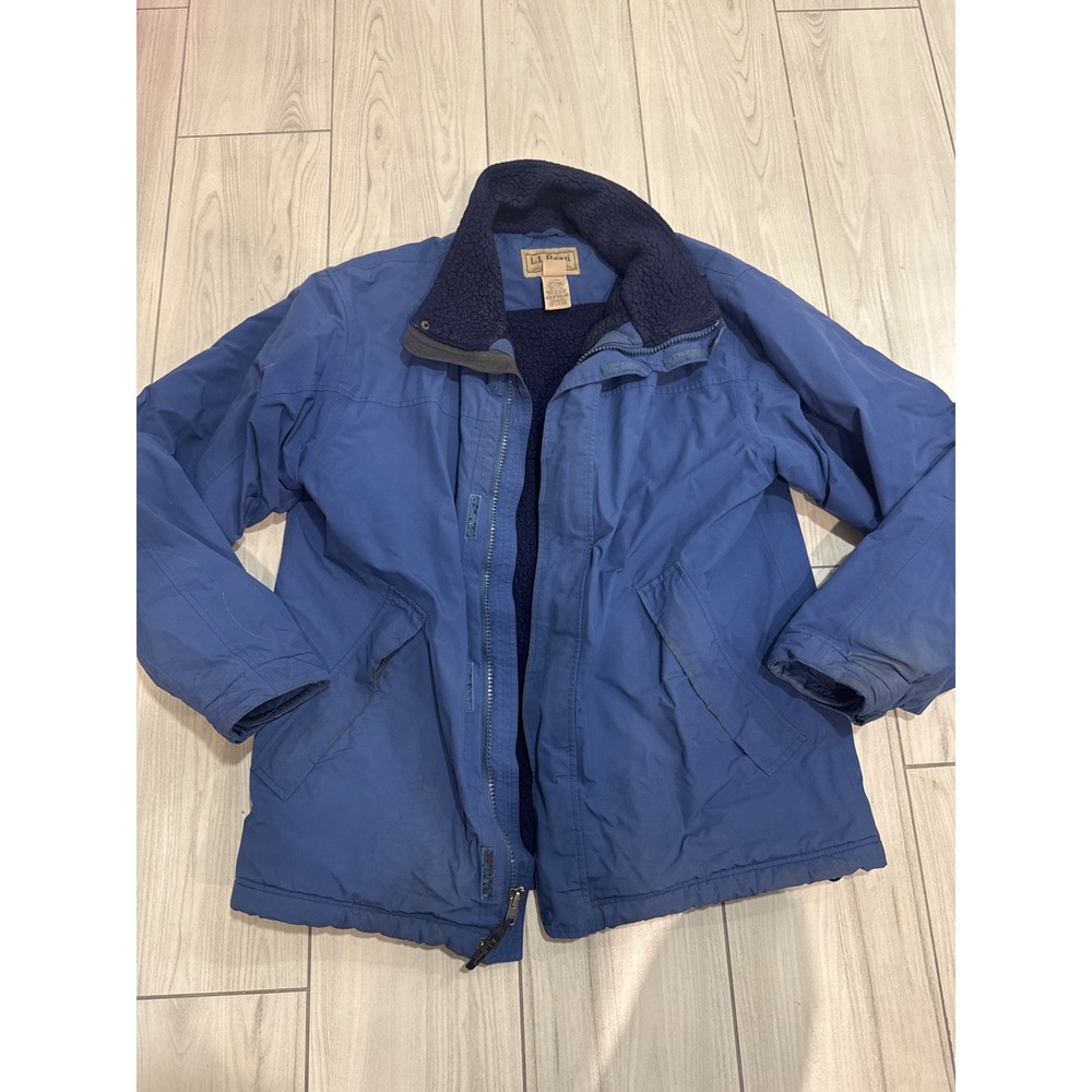 LL Bean Gore-Tex Sherpa Lined Jacket Mens Tall Large Blue Field Parka Vintage
